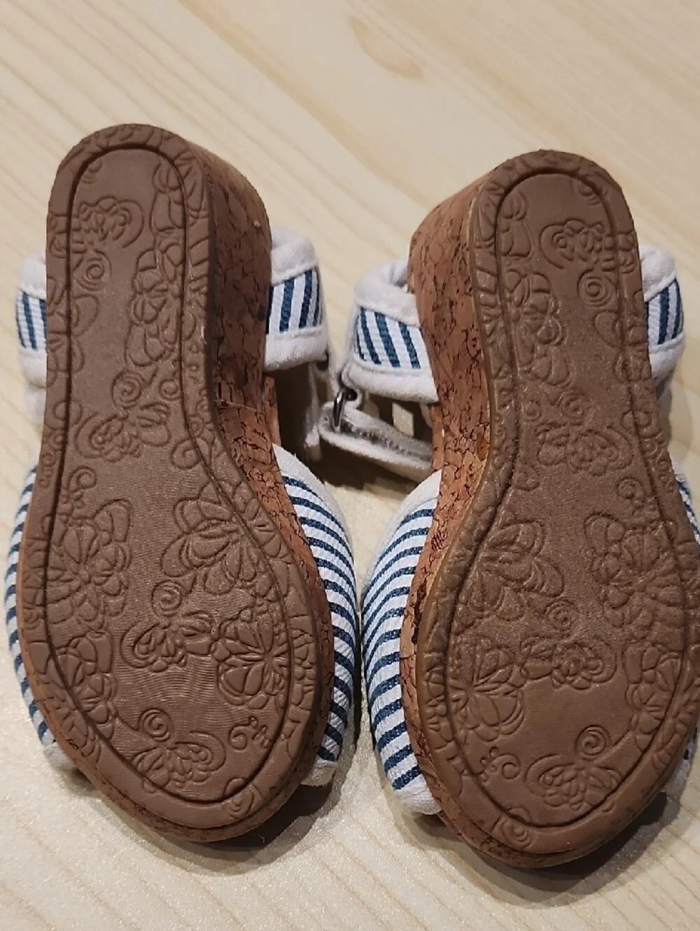 Carter's Girls Cork Blue and White Striped Girls' Sandals